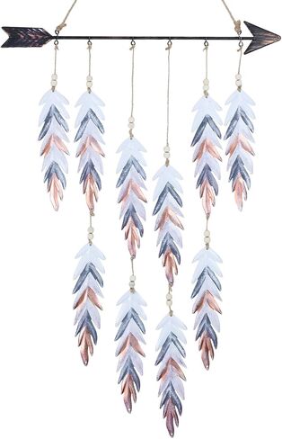 DECORKEY Metal Feather& Arrow Wall Decor, Native American Indian Style Decorations Indoor And Outdoor, Arrow & Feather Western Wall Art, Wind Chime Pendants,Gift, American Indian Decoration (Bronze) in Saudi Arabia