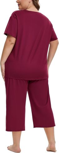 Plus Size Pajamas for Women Set Short Sleeve Tops and Capri Pants with Pockets Womens Pajama Sets Size 1x to 5x in Kuwait