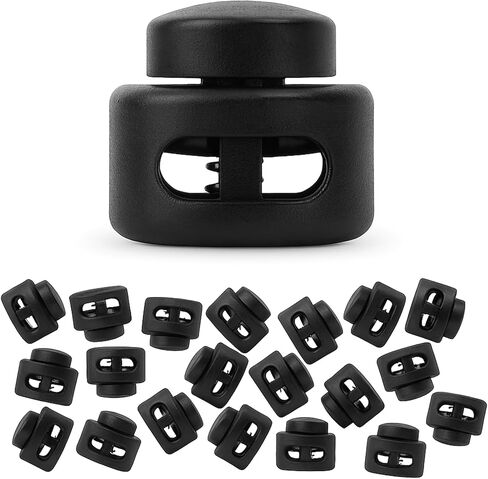 Mandala Crafts Cord Lock Cord Stop Tightener Lace Locking End Round Single Hole Toggle Fastener for Drawstrings, Shoelaces, Bungee Cord Black 0.9 Inch 50 PCs in Kuwait