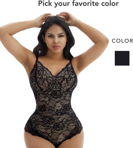 GQF Sculpting Lace Full Body Smooth Sleeveless Tops Lace Bodysuit for Women Tummy Control Backless Top V-Neck Shapewear in Saudi Arabia