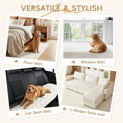 Arfntevss Couch Cover for Dogs Plush Washable Sofa Covers for 3 Cushion Couch Pet Friendly Fuzzy Sofa Slipcover 3 Seat Anti-Slip Boho Sectional Furniture Protector (Jacquard Plush Cream, 35.5" x 71") in Saudi Arabia