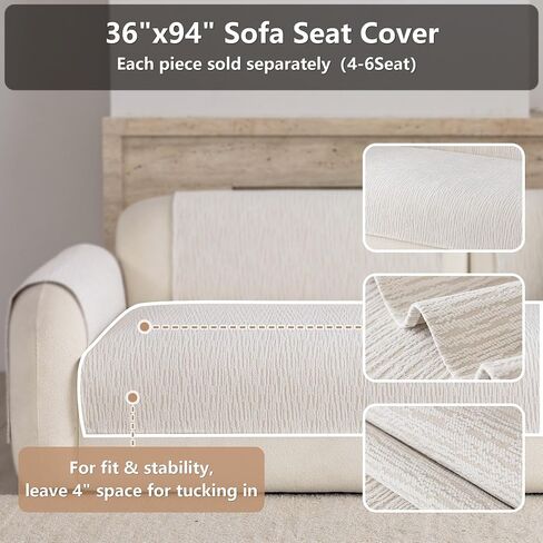 Waterproof Couch Cover for Dogs,Nonslip Sofa Cover for L Shaped Sofa,Washable Furniture Protector Pet Friendly(White,36"x94") in Saudi Arabia