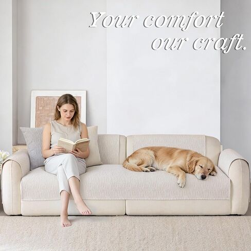 Waterproof Couch Cover for Dogs,Nonslip Sofa Cover for L Shaped Sofa,Washable Furniture Protector Pet Friendly(White,36"x94") in Saudi Arabia
