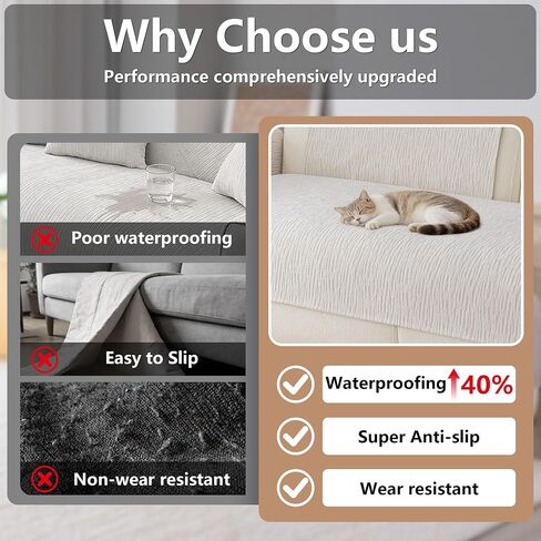 Waterproof Couch Cover for Dogs,Nonslip Sofa Cover for L Shaped Sofa,Washable Furniture Protector Pet Friendly(White,36"x94") in Saudi Arabia