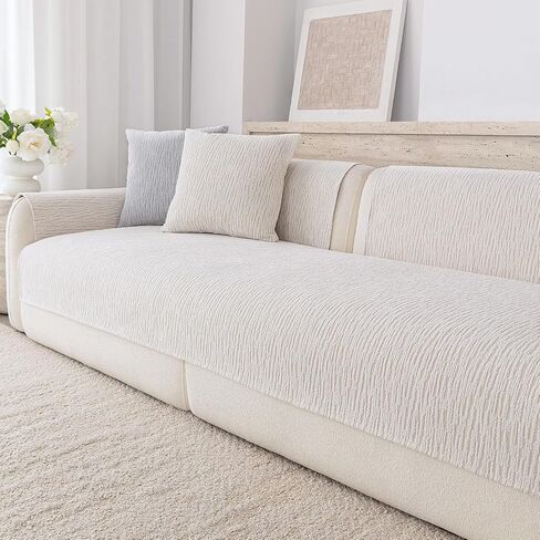 Waterproof Couch Cover for Dogs,Nonslip Sofa Cover for L Shaped Sofa,Washable Furniture Protector Pet Friendly(White,36"x94") in Saudi Arabia