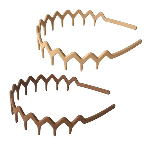 Zig Zag Headbands for Women & Men, 2 Pack Non Slip Wavy Comb Headband for Slicked Back Hair, Lightweight Recycled Plastic Hair Accessories, Black & Tortoise (Matte) in Saudi Arabia