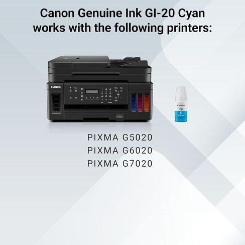 Canon GI-20 Cyan Ink Bottle, Compatible to PIXMA G6020 and G5020 MegaTank Printers in Saudi Arabia