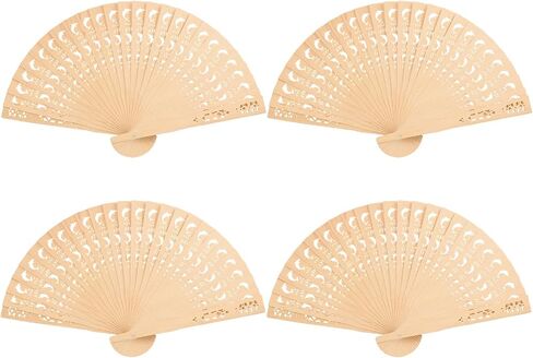 FoDau770 Wooden Folding Fans, 4 Pieces Classical Wood Handheld Fans, Sun Flower Hollow-Carved Wood Hand Fan with Tassel for Cosplay, Dancing, Decoration, Party in Saudi Arabia