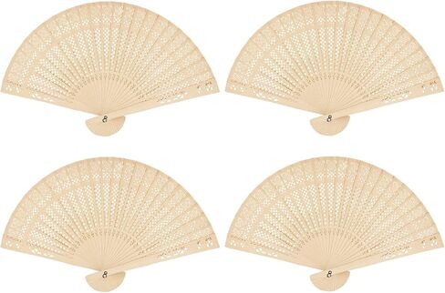 FoDau770 Wooden Folding Fans, 4 Pieces Classical Wood Handheld Fans, Sun Flower Hollow-Carved Wood Hand Fan with Tassel for Cosplay, Dancing, Decoration, Party in Saudi Arabia