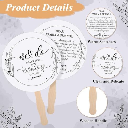 Fumete 101 Pcs Wedding Favor for Guests Included Hand Wedding Fans for Guest Bulk 100 and Acrylic Love is Hot Table Sign,Thank You Celebrating with Us Bridal Shower Party Favors(Classic) in Kuwait