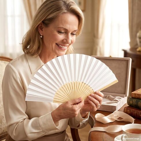50 Pcs White Paper Fans Handheld – Hand Fan Foldable Bamboo Folding Fan Bulk for Women Wedding Guests Party Favors Home Decoration Church Summer in Saudi Arabia
