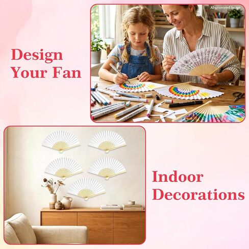50 Pcs White Paper Fans Handheld – Hand Fan Foldable Bamboo Folding Fan Bulk for Women Wedding Guests Party Favors Home Decoration Church Summer in Saudi Arabia