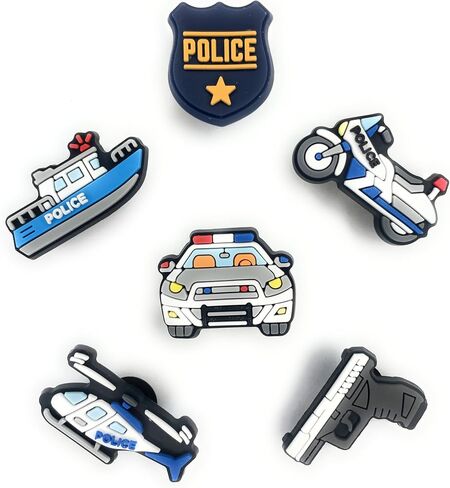 Worked Like a Charm Police Car Officer Badge Shield Blue Lives Matter DAD Shoe Charms for Clog Shoes Decoration Gift in Saudi Arabia