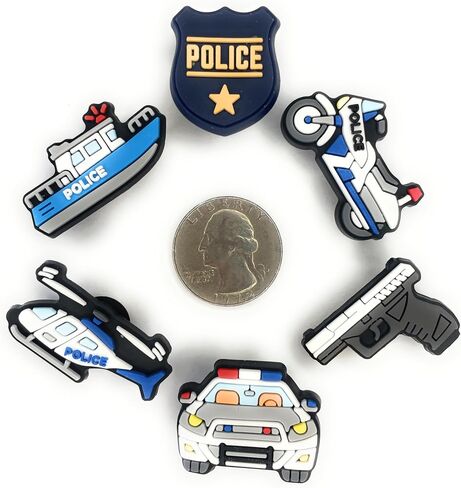 Worked Like a Charm Police Car Officer Badge Shield Blue Lives Matter DAD Shoe Charms for Clog Shoes Decoration Gift in Saudi Arabia