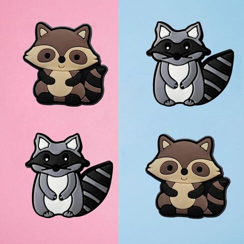 Raccoon Shoe Charms - Cute Raccoon Decoration Charms Gift for Boys Kids Teens and Adults - Set of 4 in Kuwait