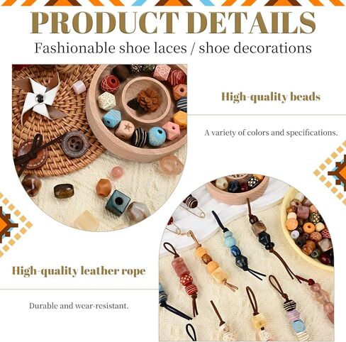 Boho Shoelace Charms Kit for Sneakers, 60+ Pcs DIY Shoe Charms for Sneakers with Beads, Resin Flowers, Tassels, Cords & Storage Box, Sneaker Lace Accessories Gift for Women Teens in Saudi Arabia