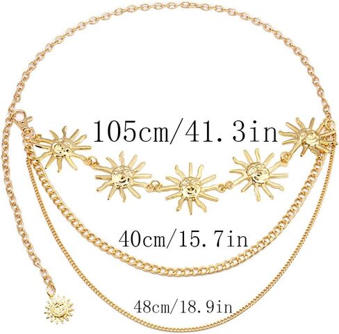 Gold Waist Chain Belt Multilayer Sun Chain Belt Dress Body Belly Chain Metal Waist Chain for Women in Saudi Arabia