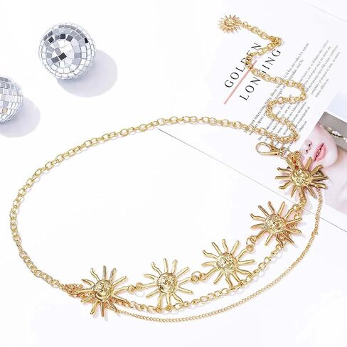 Gold Waist Chain Belt Multilayer Sun Chain Belt Dress Body Belly Chain Metal Waist Chain for Women in Saudi Arabia
