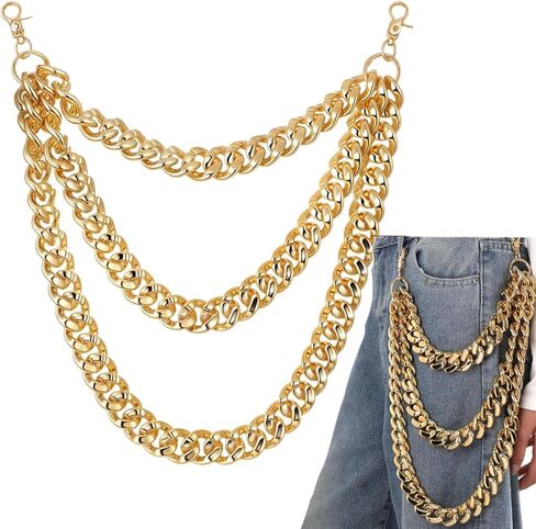 Quelay Pants Chain for Men Women, Punk 90s Hip Hop Wallet Chain, 1 Inch Width Belt Rock Jean DIY Decoration for Jeans Trousers Accessories in Kuwait