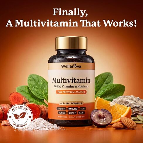 Multivitamin for Women & Men 50 and Over– Daily 26 Key Vitamins, Minerals & Nutrients – All-in-1 Multivitamins for Women & Men – 60 Capsules in Saudi Arabia