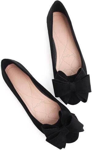 Stunner Women's Dress Flats Cute Round Toe Bowknot Flats Comfortable Ballet Flats Casual Slip On Flat Shoes2E in Saudi Arabia
