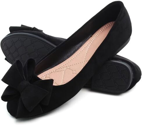 Stunner Women's Dress Flats Cute Round Toe Bowknot Flats Comfortable Ballet Flats Casual Slip On Flat Shoes2E in Saudi Arabia