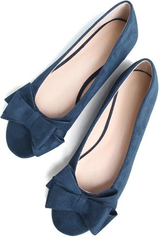 Stunner Women's Dress Flats Cute Round Toe Bowknot Flats Comfortable Ballet Flats Casual Slip On Flat Shoes2E in Saudi Arabia