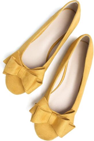 Stunner Women's Dress Flats Cute Round Toe Bowknot Flats Comfortable Ballet Flats Casual Slip On Flat Shoes2E in Saudi Arabia