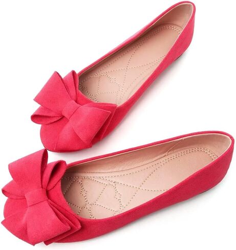 Stunner Women's Dress Flats Cute Round Toe Bowknot Flats Comfortable Ballet Flats Casual Slip On Flat Shoes2E in Saudi Arabia
