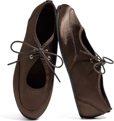 LUCKY STEP Women's Mary Jane Ballet Flats - Lace Up Round Toe Comfortable Ballerina Shoes - Casual Stylish Breathable Flat in Kuwait