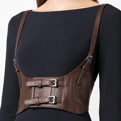 Women Gothic Steampunk Harness Belt Vintage PU Leather Corset Waist Belt Rave Halloween Dresses Party Acc in Saudi Arabia