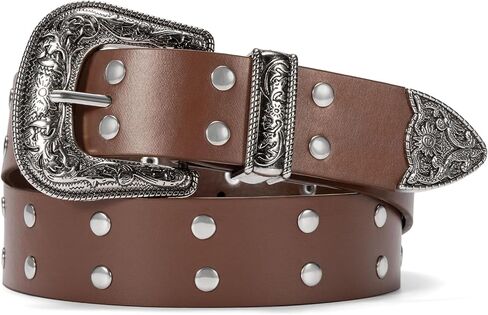 maikun Studded Belt for Women, Punk Rock Rivet Belt With Western Buckle Design Y2K Cool Style in Saudi Arabia