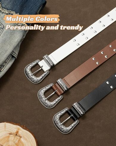 maikun Studded Belt for Women, Punk Rock Rivet Belt With Western Buckle Design Y2K Cool Style in Saudi Arabia