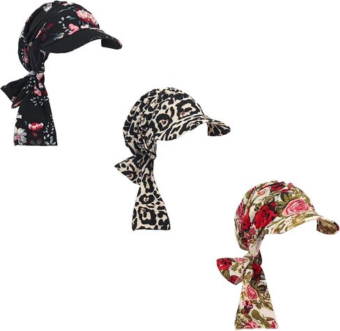 3 Packs Headwear Scarves for Women Chemo Headscarf with Soft Visor for Hair Loss Available All Year in Saudi Arabia