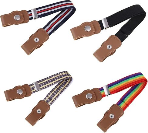 4Pcs Kids Boys Girls Adjustable Buckle Elastic Belt - Stretch Belts with Leather Loop Belt For School Sports in Saudi Arabia