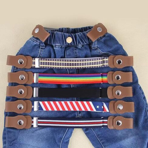 4Pcs Kids Boys Girls Adjustable Buckle Elastic Belt - Stretch Belts with Leather Loop Belt For School Sports in Saudi Arabia