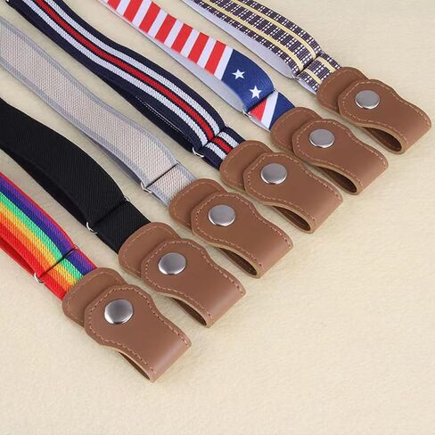 4Pcs Kids Boys Girls Adjustable Buckle Elastic Belt - Stretch Belts with Leather Loop Belt For School Sports in Kuwait