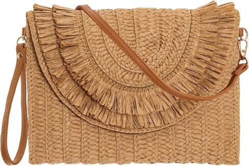 Straw Crossbody Bag for Women, 1pcs Summer Boho Handbag with Detachable Shoulder Strap Lightweight Woven Beach Purse 11.2x8.1inch Perfect for Travel Casual Outings Beach Vacation in Saudi Arabia