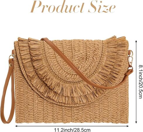 Straw Crossbody Bag for Women, 1pcs Summer Boho Handbag with Detachable Shoulder Strap Lightweight Woven Beach Purse 11.2x8.1inch Perfect for Travel Casual Outings Beach Vacation in Saudi Arabia