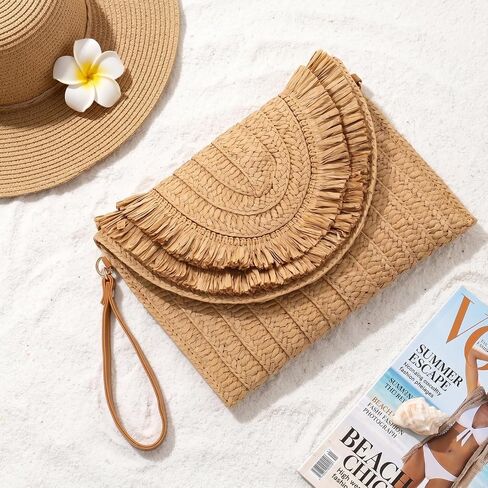 Straw Crossbody Bag for Women, 1pcs Summer Boho Handbag with Detachable Shoulder Strap Lightweight Woven Beach Purse 11.2x8.1inch Perfect for Travel Casual Outings Beach Vacation in Saudi Arabia