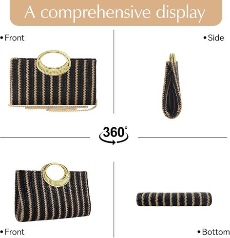 Straw Raffia Clutch Purse for Women,Summer Beach Handbag, Top Handle Crossbody Bag for Vacation & Daily Wear in Kuwait