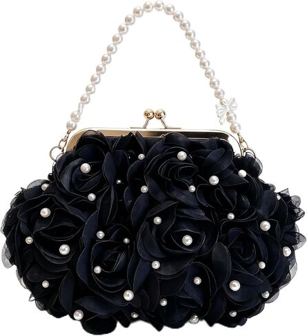 2026 Elegant Pearl Floral Clutch for Women Kiss Lock Evening Bag Cute Flower Formal Purse For Wedding in Saudi Arabia