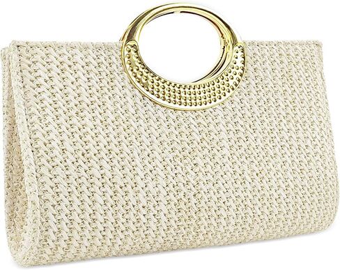 Straw Raffia Clutch Purse for Women,Summer Beach Handbag, Top Handle Crossbody Bag for Vacation & Daily Wear in Saudi Arabia