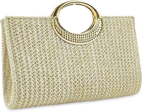 Straw Raffia Clutch Purse for Women,Summer Beach Handbag, Top Handle Crossbody Bag for Vacation & Daily Wear in Kuwait