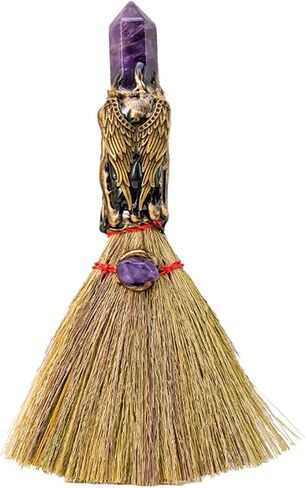 Amethyst Witches Broom Decor, 7.09 Inch Crystal Tower Witch Broomstick, Crystals for Witchcraft, Witch Altar Decor, Wiccan Pagan Decor, Witchcraft Supplies, Witchy Gifts, Halloween Decor in Saudi Arabia