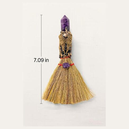 Amethyst Witches Broom Decor, 7.09 Inch Crystal Tower Witch Broomstick, Crystals for Witchcraft, Witch Altar Decor, Wiccan Pagan Decor, Witchcraft Supplies, Witchy Gifts, Halloween Decor in Saudi Arabia