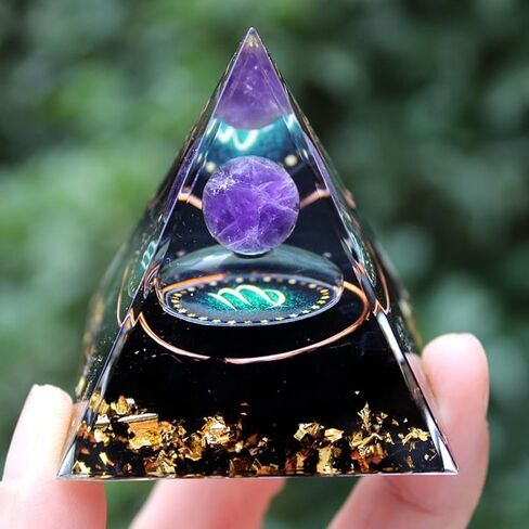 Twelve Constellations Orgone Pyramid - Taurus/Scorpio/Leo/Pisces/Cancer/Virgo/Libra/Aries/Gemini/Aquarius Amethyst - Gift Tool, Home Decor in Kuwait