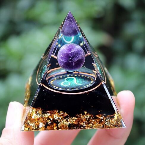 Twelve Constellations Orgone Pyramid - Taurus/Scorpio/Leo/Pisces/Cancer/Virgo/Libra/Aries/Gemini/Aquarius Amethyst - Gift Tool, Home Decor in Kuwait