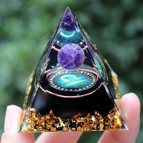 Twelve Constellations Orgone Pyramid - Taurus/Scorpio/Leo/Pisces/Cancer/Virgo/Libra/Aries/Gemini/Aquarius Amethyst - Gift Tool, Home Decor in Kuwait