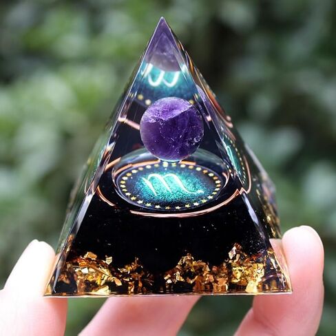 Twelve Constellations Orgone Pyramid - Taurus/Scorpio/Leo/Pisces/Cancer/Virgo/Libra/Aries/Gemini/Aquarius Amethyst - Gift Tool, Home Decor in Kuwait